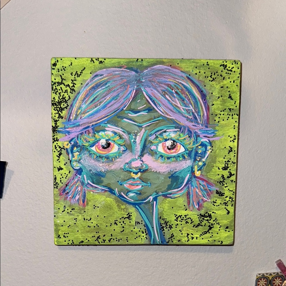 Vibrant Abstract Face Art on Canvas